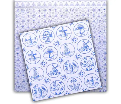Buy Melody Jane Dolls House Miniature Print Dutch Blue White Delft Tile Wallpaper • 2.25£