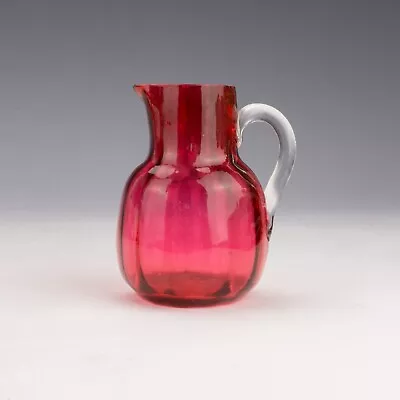 Buy Antique Cranberry Glass Jug - With A Clear Glass Handle • 0.99£