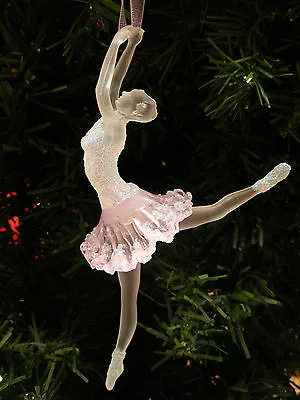 Buy Kurt Adler Clear & Pink Frosted Acrylic Ballerina Christmas Ornament T1298-b • 9.49£