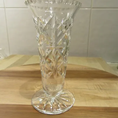 Buy Thomas Webb England Cut Glass Crystal 15cm High Trumpet Vase With Pie-Crust Rim. • 10.99£