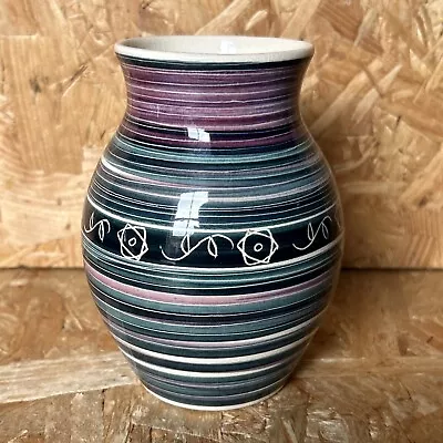 Buy Vintage KAS Totland Bay Isle Of Wight Studio Pottery Vase Blue Purple Stripe 13c • 9.99£