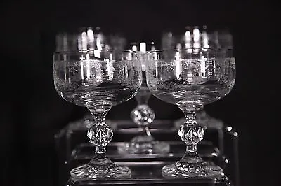 Buy Vintage Set Of 5 Bohemian Etched Champagne Dessert Glasses Cascade Pattern • 166.80£