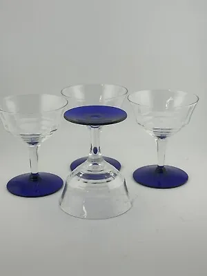 Buy Weston Louie Set Of 3 Saucer Champagnes - Blue Base Crystal Set Of 4 • 37.35£