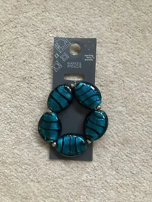 Buy M&S Turquoise Heavy Glass Bead Bracelet. New • 0.99£