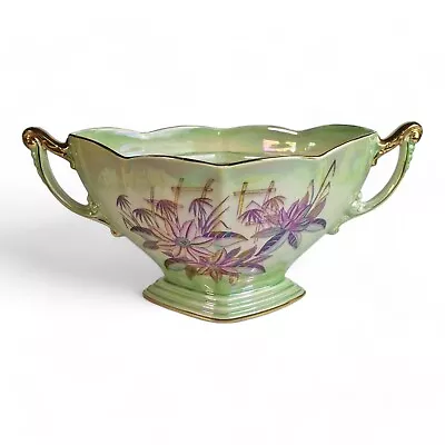 Buy Grimwades Royal Winton Twin Handle Mantel Rose Vase Lusterware Green Art Deco • 28.01£