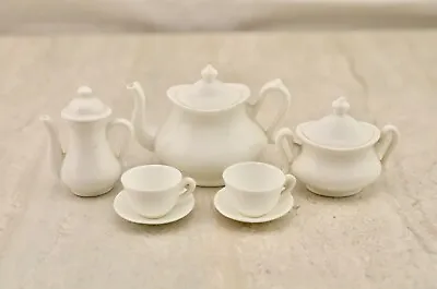 Buy Antique Royal Crown Staffordshire Miniature Pure Glazed White Coffee / Tea Set • 118.74£