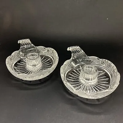 Buy Two Crystal Glass Chamber Candlestick Holders Southern Garden Pattern By Oneida • 18.22£