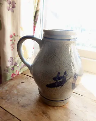 Buy Vintage French Alsace Grey & Blue Glazed Stoneware Jug Vase • 9.99£