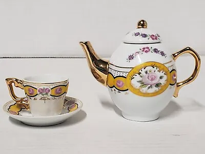 Buy Vintage Imperial Porcelain Floral Roses Mini Tea Pot Set W/ Teapot Cup & Saucer • 11.40£