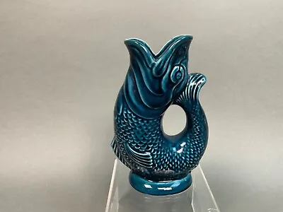 Buy VTG Dartmouth Pottery Devon England Blue Gluggle Jug Fish Pitcher Vase 7” • 33.13£