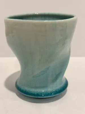 Buy Turquoise Blue Pinched Art Pottery Vase • 18.96£