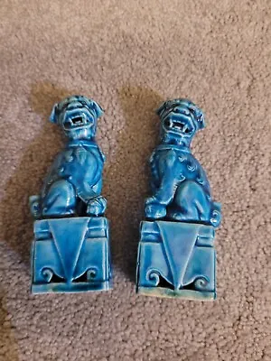 Buy Pair Turquoise Fo Dogs, Decorator Piece Ornament  • 40£