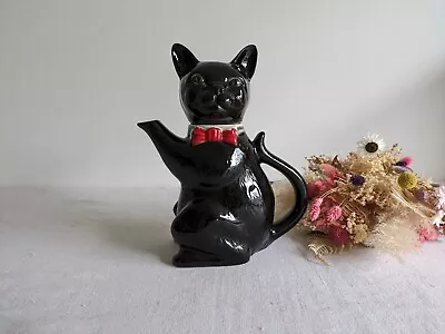Buy Tony Wood Pussy Foot Black Cat Novelty Teapot Hand Painted Retro Vintage 1 Litre • 45£