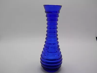 Buy VTG Beehive Ribbed Cobalt Blue Art Deco Glass Vase 6  H • 9.59£