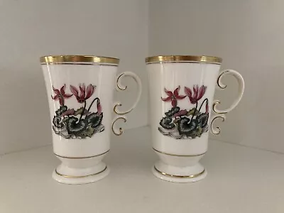 Buy Pair Of Royal Worcester Alpine Flowers Bone China Cups ~ 1961 • 6.75£