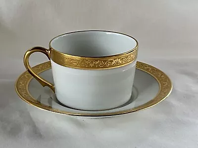 Buy Ceralene Raynaud Limoges Ambassador Gold Flat Tea / Coffee Cup & Saucer • 33.21£