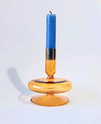 Buy Orange Transparent Thin Glass Candlestick Holder • 8.90£