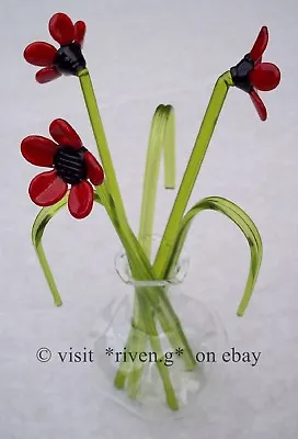 Buy POPPIES GLASS ORNAMENT SCULPTURE@VASE@BEAUTIFUL BUNCH OF Flowers@HOUSE WARMING • 8.99£