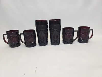 Buy Vintage Ruby Red Luminarc Cristallerie D'Arques J.G. Durand Glass Mugs/Tumblers • 27.32£