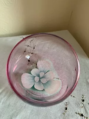 Buy Vintage Caithness Flower Glass Art Half Moon Bowl • 15.99£