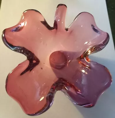 Buy Vintage 1960s Murano Cranberry Colour Leaf Shaped Glass Dish • 30£