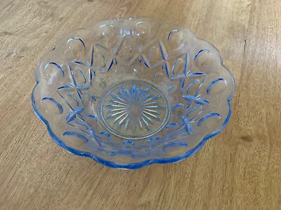 Buy Vintage Light Blue Cut Glass Trifle Bowl - 24.5cm In Diameter • 8.99£