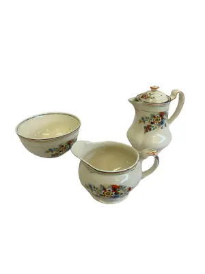Buy Grindley Cream Petal Small Coffee Pot Milk Jug And Sugar Bowl Charity Listing • 19.99£