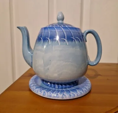Buy Shelley Art Deco Blue Drip Ware Tea Pot And Matching Teapot Stand Coaster  • 96£