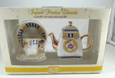 Buy Classic Treasures Imperial Porcelain Collectible Mini Teapot, Cup And Saucer Set • 15.34£