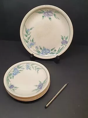 Buy Set Of 4+1 Vintage Staffordshire Tableware England Plates; Green Stripe & Floral • 18£