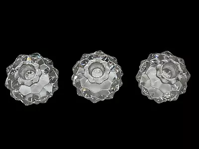 Buy (3) Vintage Tiffany & Co. Lead Crystal Pinecone Faceted Taper Candle Holders SET • 72.39£