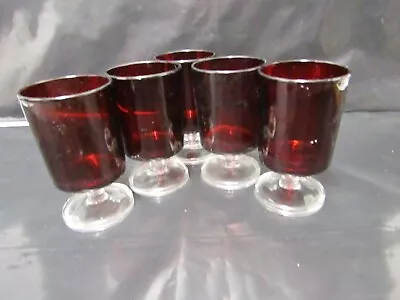 Buy 5 X Luminarc France Ruby  Hock Port Sherry Wine Glasses - Vintage Glassware (R) • 12.99£