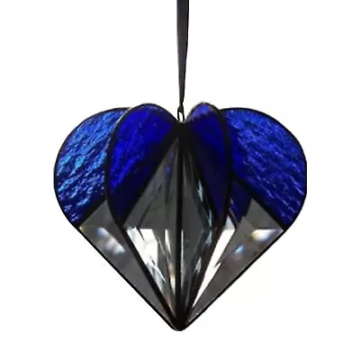 Buy Multi-Sided Heart Pendant Decoration 3D Heart Stained Glass Sun Catcher Ornament • 12.79£