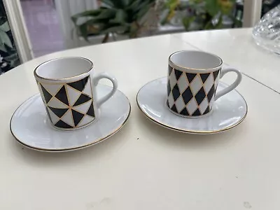 Buy 2 Vintage Hornsey Pottery Silhouette England Demitasse Espresso Cups Sauc • 29.99£