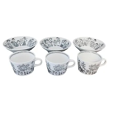 Buy Vtg Arabia Finland Emilia Raija Uosikkinen 3 Cups 3 Bowls Porcelain MCM RARE! • 283.56£