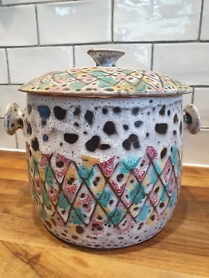 Buy Antique Vintage Mid Century French Vallauris Fat Lava Glaze Pottery Lidded Pot  • 50£