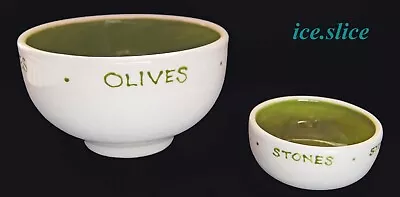 Buy Two Studio Pottery Bowls For Olives & Stones Hand Painted By Hannah Berridge. • 19.50£