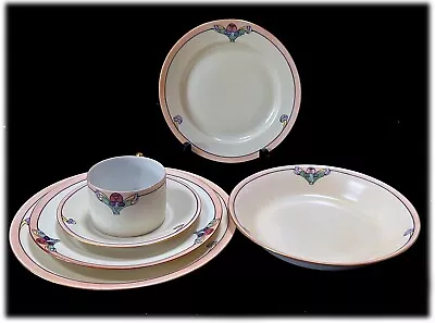 Buy 6 Pc Antique Art Nouveau Place Setting Bavarian Porcelain Plates Hand Painted • 34.15£
