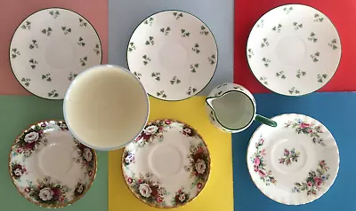 Buy Vintage Bone China Tea Set Six Assorted Saucers, Milk Jug, Sugar Bowl 🌹☘️🌺 • 9.99£