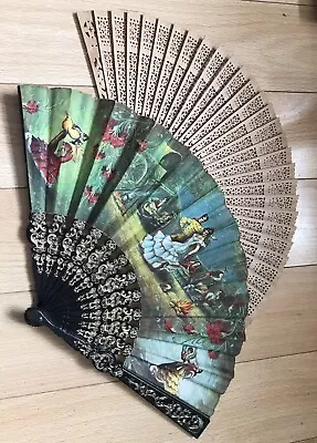 Buy Pair Of Vintage Hand Held Fans Spanish Mixed Ages & Material Prop Flowers Wooden • 1.99£
