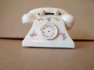 Buy Vintage Arthur Wood  Floral  Telephone Money Box With Rubber Stopper No:4547 • 18£