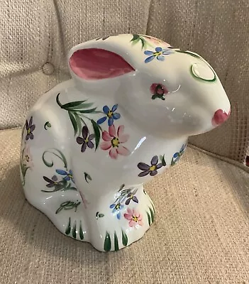Buy Gail Pittman Large Bunny Rabbit 2000 Spring Flowers W Green Leaves 12” X9” Tall • 43.21£