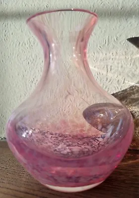 Buy Small Caithness Glass Bud Vase, Pink Swirl Design • 7.95£