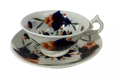 Buy Gaudy Welsh  Grape  Pattern Tea Cup With Saucer (G1), Antique • 16.99£