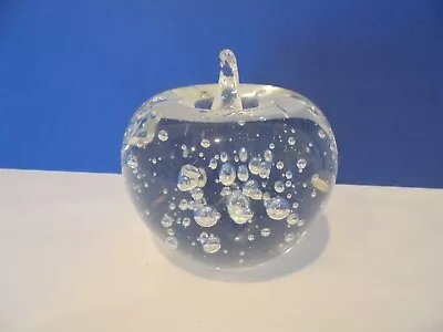 Buy Clear Glass Apple Paperweight With Bubbles Inside • 2.99£