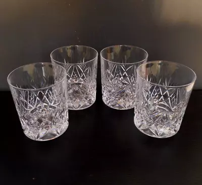 Buy 4 Cut Lead Crystal Whisky Tumblers /glasses - 8.5 Cm Tall - Concave Bases • 15.99£
