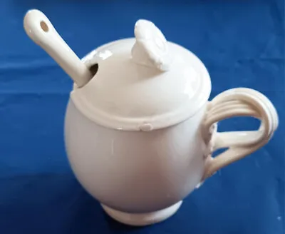 Buy Vintage Leedsware Lidded Condiment Pot With Original Spoon. (A/F) • 10£