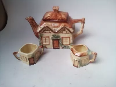 Buy Keele St Pottery Cottage Ware  Teapot, Jug And Sugar Bowl -thatched Cottage • 17£