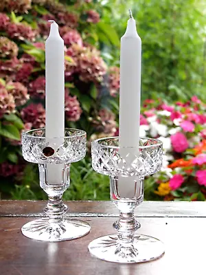 Buy Tyrone Irish Crystal Taper Candlestick Holders Pair Vintage Signed • 25£