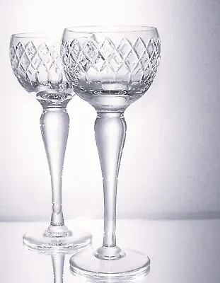 Buy Two  BRIERLEY Lead Crystal COVENTRY Cut Baluster Stem Hock Glasses-180 Ml • 10£